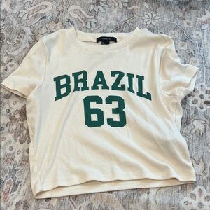 Forever 21 Cream Tee with Green Brazil Graphic